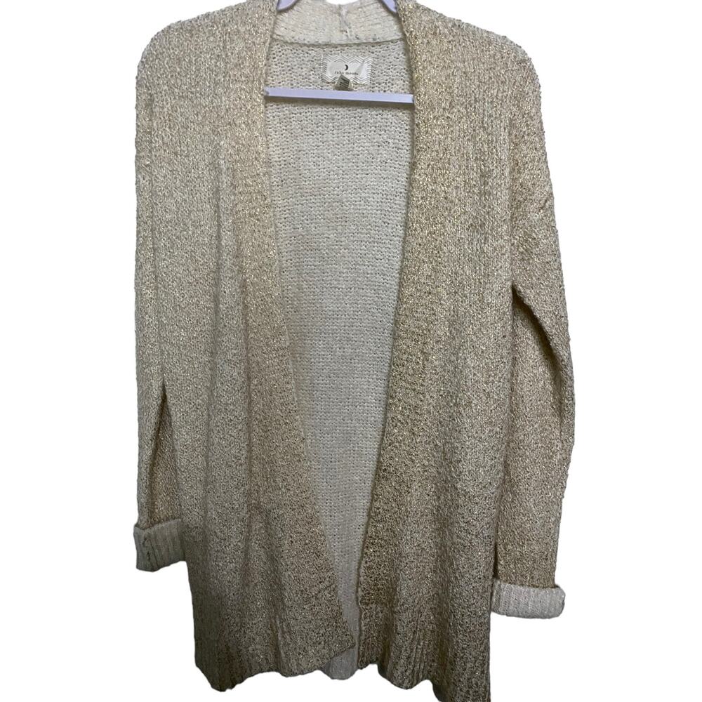 RUBY MOON Open Cardigan Knit Medium Nuetral Cream Tan